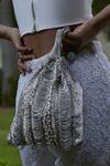 Buy_Lovetobag_Silver Embellished Ruche Potli Bag _at_Aza_Fashions