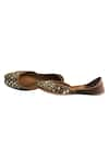 Shop_Kurrbat_Brown Embroidered Ruh Mirror Work Juttis _at_Aza_Fashions