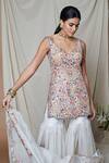 Shop_Tamanna Punjabi Kapoor_Ivory Raw Silk Embroidered Kurta Gharara Set_at_Aza_Fashions