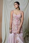 Shop_Tamanna Punjabi Kapoor_Pink Raw Silk Embroidered Kurta Gharara Set_at_Aza_Fashions