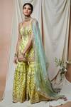 Buy_Tamanna Punjabi Kapoor_Yellow Chanderi Embroidered Kurta Gharara Set_Online_at_Aza_Fashions