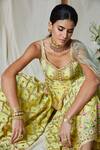 Shop_Tamanna Punjabi Kapoor_Yellow Chanderi Embroidered Kurta Gharara Set_Online_at_Aza_Fashions