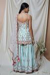 Tamanna Punjabi Kapoor_Blue Chanderi Embroidery Foil V Neck Kurta Gharara Set  _Online_at_Aza_Fashions