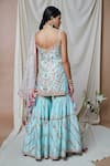 Shop_Tamanna Punjabi Kapoor_Blue Chanderi, Organza Lining Cotton Gota, Embroidered Kurta Gharara Set _at_Aza_Fashions