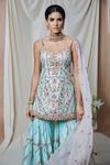Tamanna Punjabi Kapoor_Blue Chanderi Embroidered Kurta Gharara Set_Online_at_Aza_Fashions