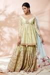 Buy_Tamanna Punjabi Kapoor_Green Chanderi Peplum Kurta Gharara Set_at_Aza_Fashions