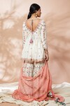 Tamanna Punjabi Kapoor_Ivory Chanderi Embroidery Foil Broad V Neck Peplum Kurta Gharara Set _Online_at_Aza_Fashions