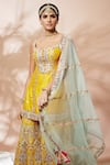 Shop_Tamanna Punjabi Kapoor_Yellow Chanderi Embroidered Kurta Gharara Set_at_Aza_Fashions