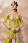 Buy_Tamanna Punjabi Kapoor_Green Silk Embroidered Kurta Gharara Set_Online_at_Aza_Fashions