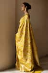 Shop_Priyanka Raajiv_Yellow Silk Brocade Banarasi Woven Thread Saree  _at_Aza_Fashions