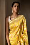 Priyanka Raajiv_Yellow Silk Brocade Banarasi Woven Thread Saree  _Online_at_Aza_Fashions