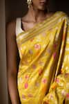 Buy_Priyanka Raajiv_Yellow Silk Brocade Banarasi Woven Thread Saree  _Online_at_Aza_Fashions