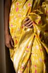 Shop_Priyanka Raajiv_Yellow Silk Brocade Banarasi Woven Thread Saree  _Online_at_Aza_Fashions