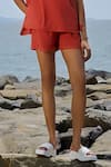 Shop_Mati_Orange Cotton Collared Ekin Half Sleeve Shirt And Shorts Set _Online_at_Aza_Fashions