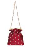 Shop The Purple Sack Red Embroidery, Sequins Hand Potli Bag at Aza Fashions Shop_The Purple Sack_Red Embroidery, Sequins Hand Potli Bag _at_Aza_Fashions