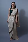 Buy_Rishi and Vibhuti_White Raw Silk Pleated Saree With Blouse_at_Aza_Fashions