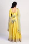 Shop_Rishi and Vibhuti_Yellow Net, Chanderi, Georgette U Neck Anarkali With Dupatta _at_Aza_Fashions