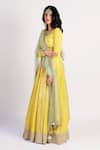 Rishi and Vibhuti_Yellow Net, Chanderi, Georgette U Neck Anarkali With Dupatta _Online_at_Aza_Fashions