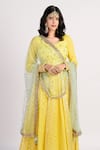 Buy_Rishi and Vibhuti_Yellow Net, Chanderi, Georgette U Neck Anarkali With Dupatta _Online_at_Aza_Fashions