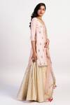 Rishi & Vibhuti_Pink Chanderi U Neck Embroidered Kurta And Skirt Set_Online_at_Aza_Fashions