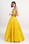 Buy Yellow Taffeta Silk Embroidered Lehenga Set For Women by Rishi & Vibhuti Online at Aza Fashions.