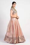 Rishi and Vibhuti_Peach Chanderi Embroidered Lehenga Set _Online_at_Aza_Fashions