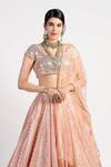 Shop_Rishi and Vibhuti_Peach Chanderi Embroidered Lehenga Set _Online_at_Aza_Fashions