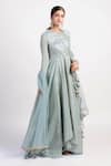 Buy_Rishi and Vibhuti_Blue Chanderi, Crepe, Georgette Embroidered Anarkali Palazzo Set _at_Aza_Fashions