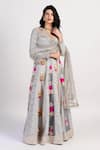 Buy_Rishi and Vibhuti_Grey Chanderi Embroidered Lehenga Set _at_Aza_Fashions