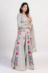 Rishi and Vibhuti_Grey Chanderi Embroidered Lehenga Set _Online_at_Aza_Fashions