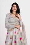 Buy_Rishi and Vibhuti_Grey Chanderi Embroidered Lehenga Set _Online_at_Aza_Fashions