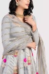 Shop_Rishi and Vibhuti_Grey Chanderi Embroidered Lehenga Set _Online_at_Aza_Fashions