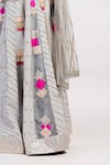 Rishi and Vibhuti_Grey Chanderi Embroidered Lehenga Set _at_Aza_Fashions