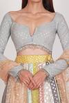 Rishi and Vibhuti Grey Embroidered Chanderi Lehenga Set at Aza Fashions Rishi and Vibhuti_Grey Embroidered Chanderi Lehenga Set_at_Aza_Fashions