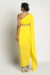 Shop_Rishi and Vibhuti_Yellow Crepe Embroidery Asymmetric One Shoulder Draped Gown  _at_Aza_Fashions