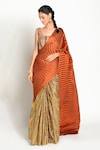 Buy_Rishi & Vibhuti_Multi Color Chanderi And Satin Pleated Saree_at_Aza_Fashions