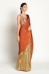 Rishi and Vibhuti_Multi Color Chanderi And Satin Pleated Saree _Online_at_Aza_Fashions