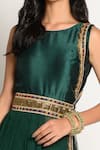 Buy_Rishi and Vibhuti_Green Dupion Embroidery Round Pleated Tunic And Pant Set _Online_at_Aza_Fashions