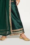 Shop_Rishi and Vibhuti_Green Dupion Embroidery Round Pleated Tunic And Pant Set _Online_at_Aza_Fashions