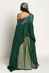 Shop_Rishi & Vibhuti_Green Crepe Embroidery Asymmetric Draped Cape And Skirt Set _at_Aza_Fashions