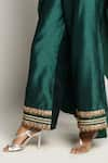 Rishi and Vibhuti_Green Crepe Embroidery Asymmetric Draped Cape And Pant Set _at_Aza_Fashions