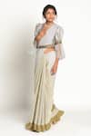 Buy_Rishi and Vibhuti_Grey Striped And Saree _Online_at_Aza_Fashions