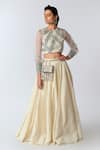 Shop_Rishi and Vibhuti_White Organza Round Cotton Embroidered Lehenga Set _Online_at_Aza_Fashions