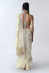 Shop_Rishi and Vibhuti_White Organza Sweetheart Neck Ruffle Saree _at_Aza_Fashions