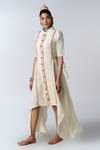 Buy_Rishi and Vibhuti_White Jute, Organic Cotton Straight Collar Shirt Dress_at_Aza_Fashions