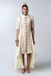 Buy_Rishi and Vibhuti_White Jute, Organic Cotton Straight Collar Shirt Dress_Online_at_Aza_Fashions