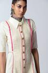 Shop_Rishi and Vibhuti_White Jute, Organic Cotton Straight Collar Shirt Dress_Online_at_Aza_Fashions