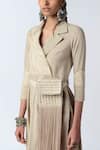 Buy_Rishi and Vibhuti_Beige Lurex Cotton Lapel Embroidered Jacket Dress _Online_at_Aza_Fashions