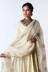 Buy_Rishi and Vibhuti_White Jute, Organic Cotton Scoop Neck Anarkali With Dupatta_at_Aza_Fashions