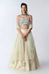 Shop_Rishi and Vibhuti_White Organza Sweetheart Neck Cotton Embroidered Lehenga Set _at_Aza_Fashions